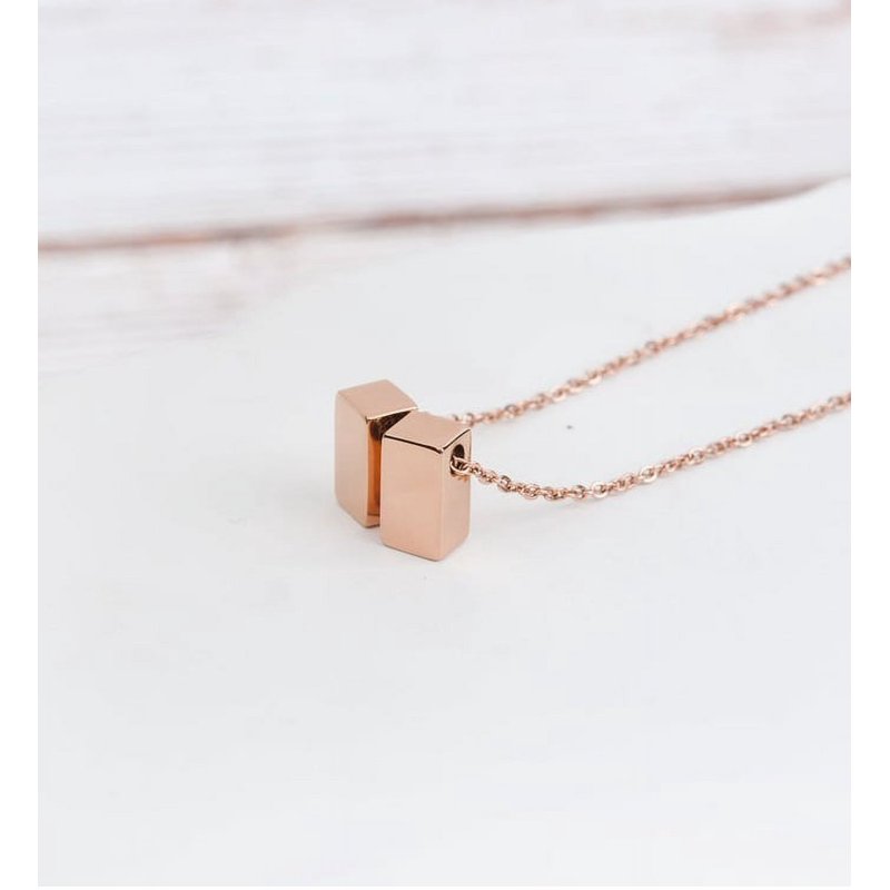 Mom Gifts Cube Necklace for Mother & Daughter - Silver & Rose Gold Pendant