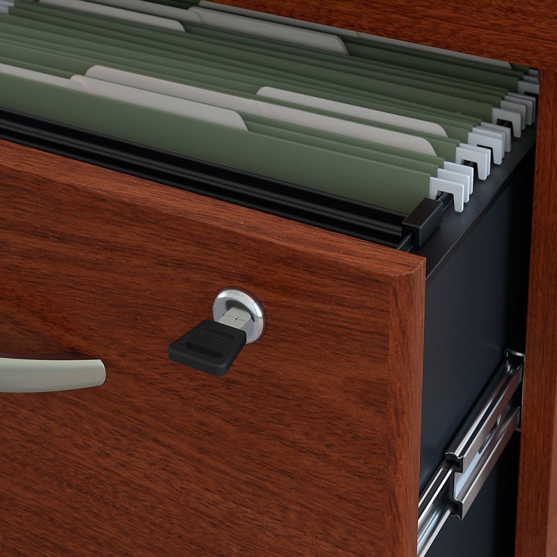 Mahogany 3-Drawer Mobile File Cabinet with Lock & Casters