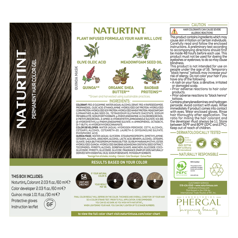 Naturtint Permanent Hair Color Kit - Light Ash Chestnut, Natural & Vegan-Friendly