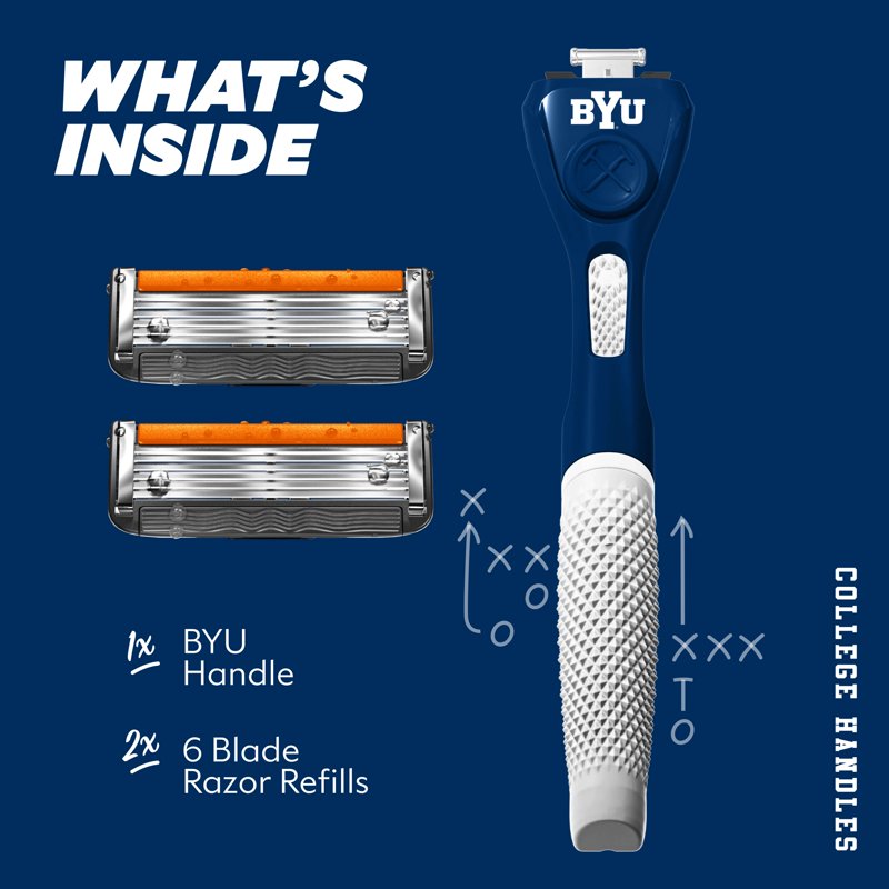 College Shaving Kit with 6-Blade Razors and Handle - Multiple Colors