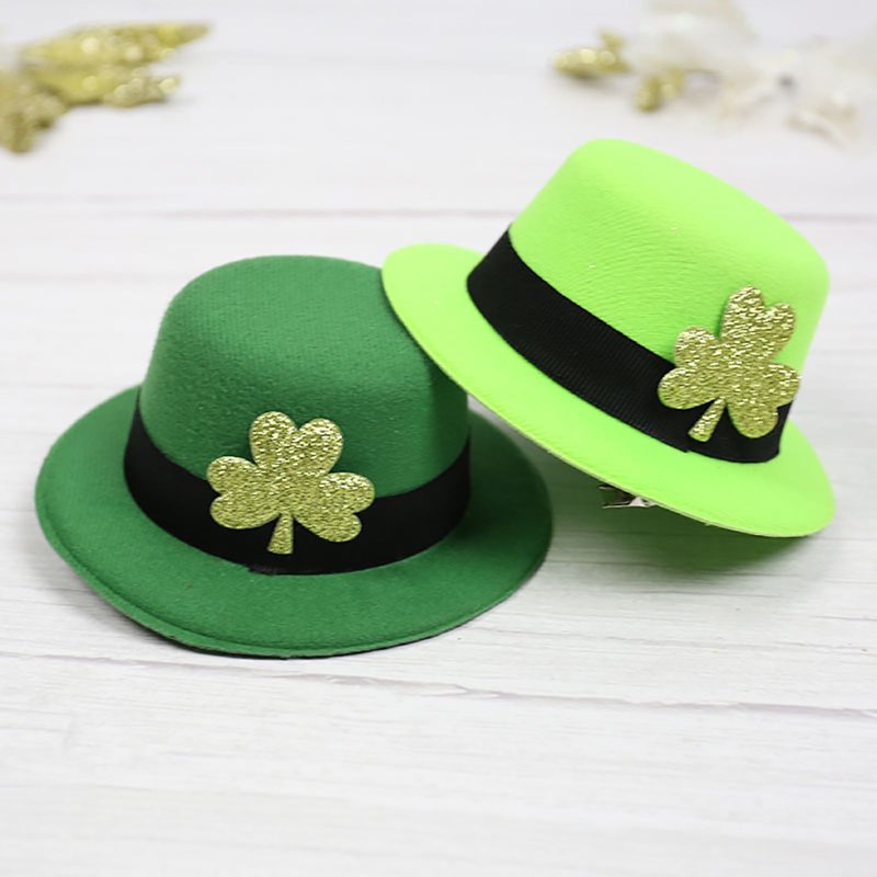 St Patrick's Day Costume Hat Green Shamrock Leprechaun Top Hat Party Accessory
