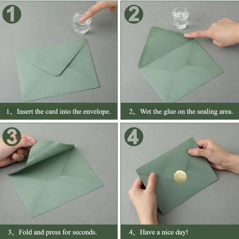 Self-Adhesive A7 Envelopes for 5x7 Cards with Gold Wax Stickers - Elegant Wedding & Greeting Invitations
