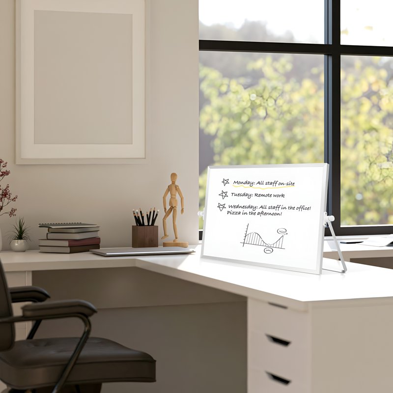 Double-Sided Magnetic Whiteboard Desktop White Board with Stand, 16x12 Inch, Portable Dry Erase Board with Markers & Magnets