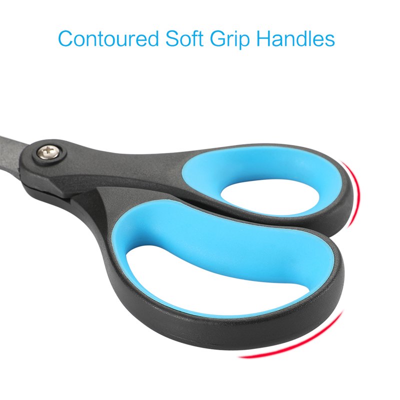 Office Scissors, Titanium Coated Blades, Non-Stick 8", 2 Pack - Black & Blue