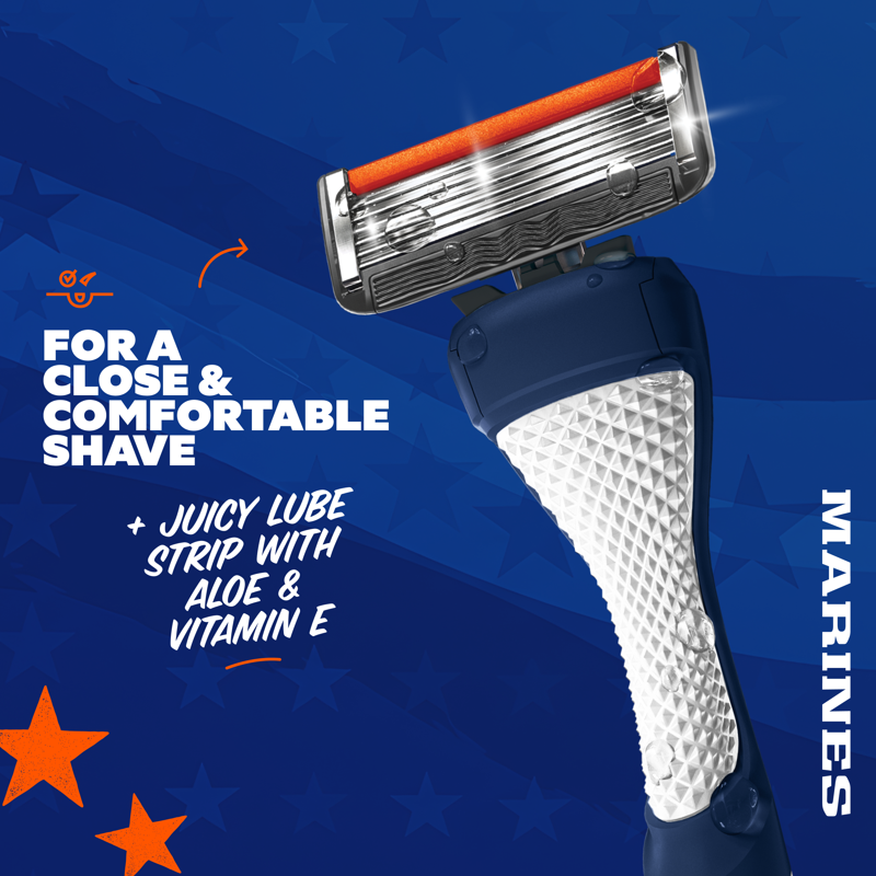 Military Marine 6-Blade Razor Starter Set with Handle & Blades