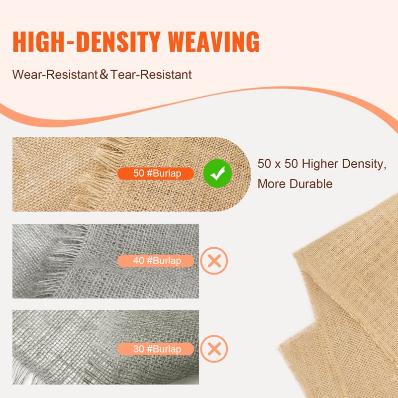 Natural Burlap Fabric Roll for Crafts & Gardening - 40" x 75 ft & 50 x 50 Jute Wrap