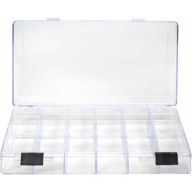 Bead Organizer Box with 18 Compartments, Locking Storage Container for Crafts