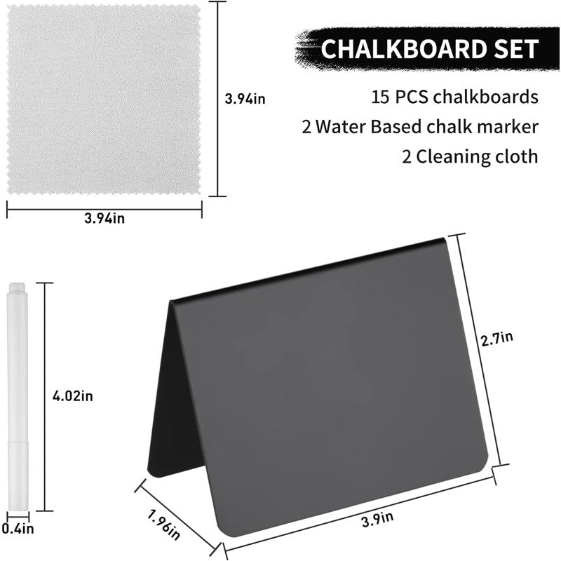 Mini Chalkboard Signs 4x3 Inches Set of 15 for Food Parties Weddings and Events
