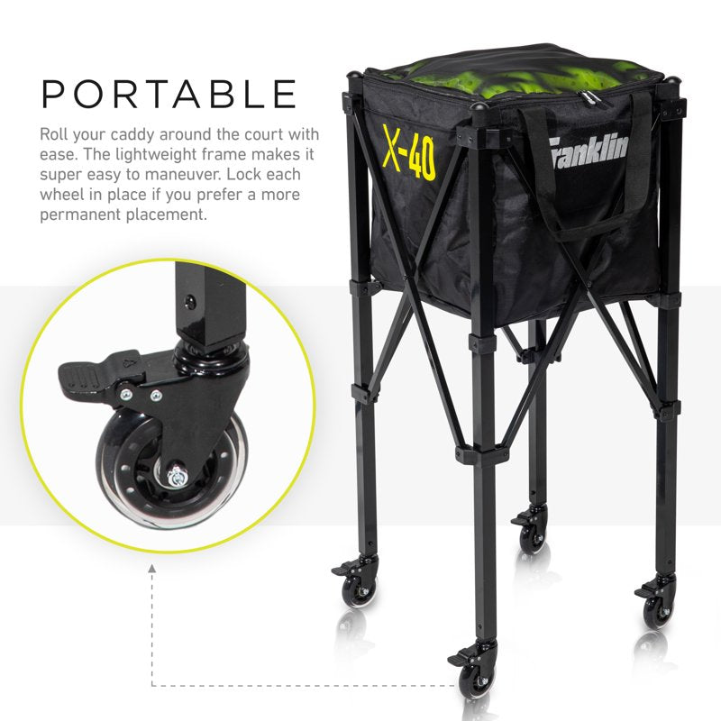 Portable Pickleball Hopper with Wheels & Detachable Carry Bag - Holds 100+ Balls