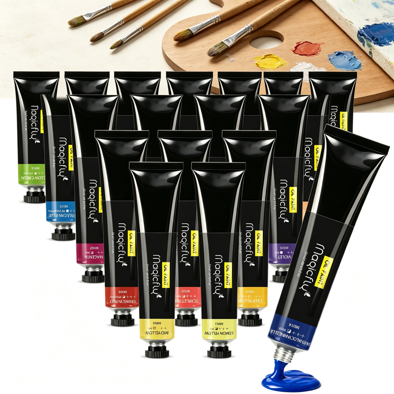 Professional Oil Paint Set - 20 Vibrant Colors in 50ml Tubes for Artists & Hobbyists