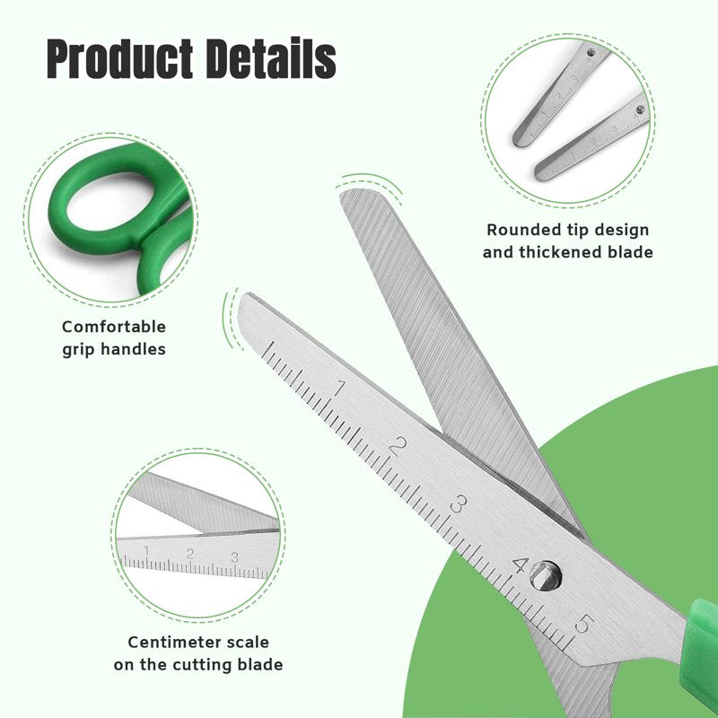 100 Pack Safety Scissors 5" Blunt Tip with Scale for Classroom Craft