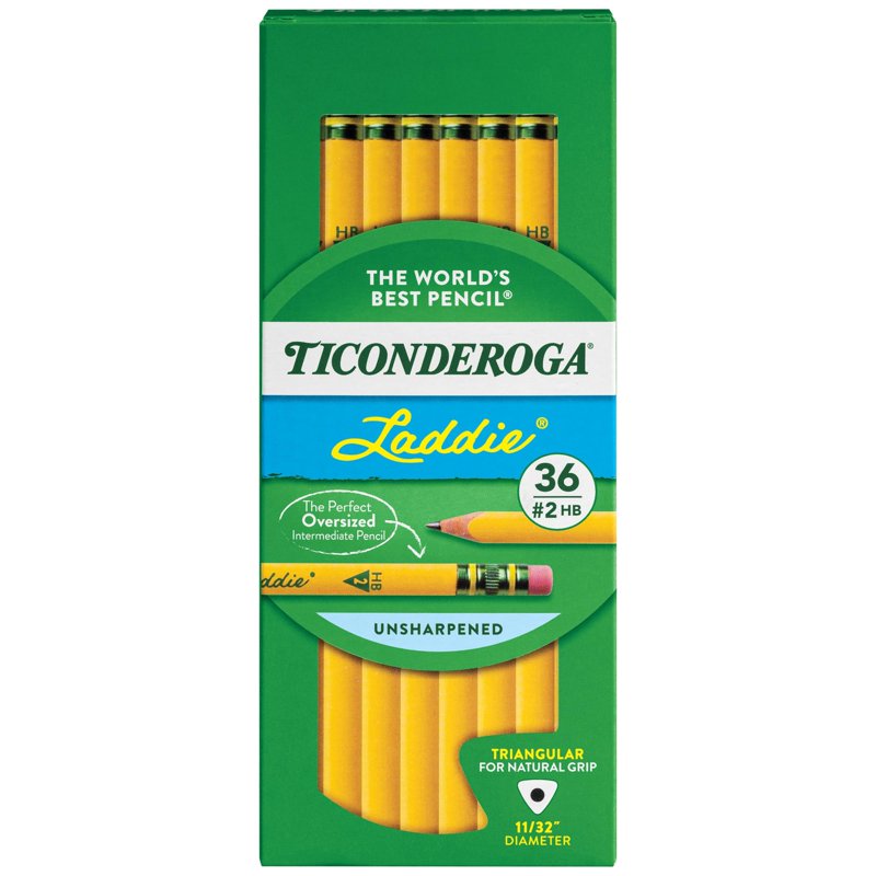 No. 2 Tri-Write Pencils with Eraser - Intermediate Size, Box of 36