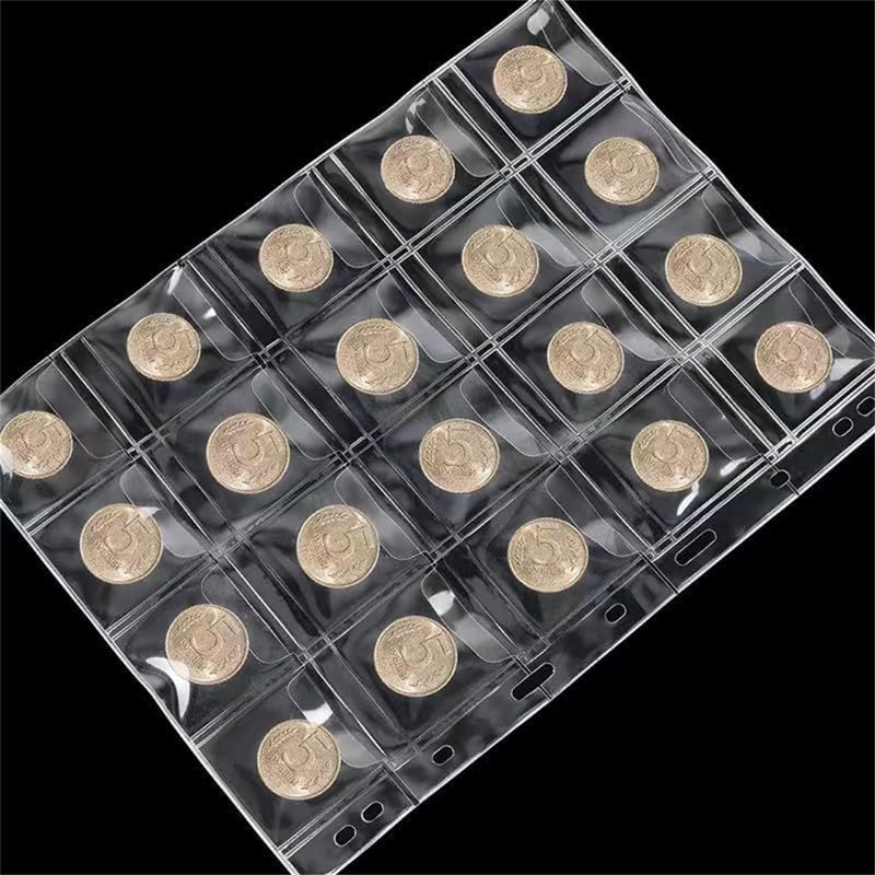 Plastic Coin Collection Pages with Pockets - 200 Slot Coin Holders for Coins & Collectibles