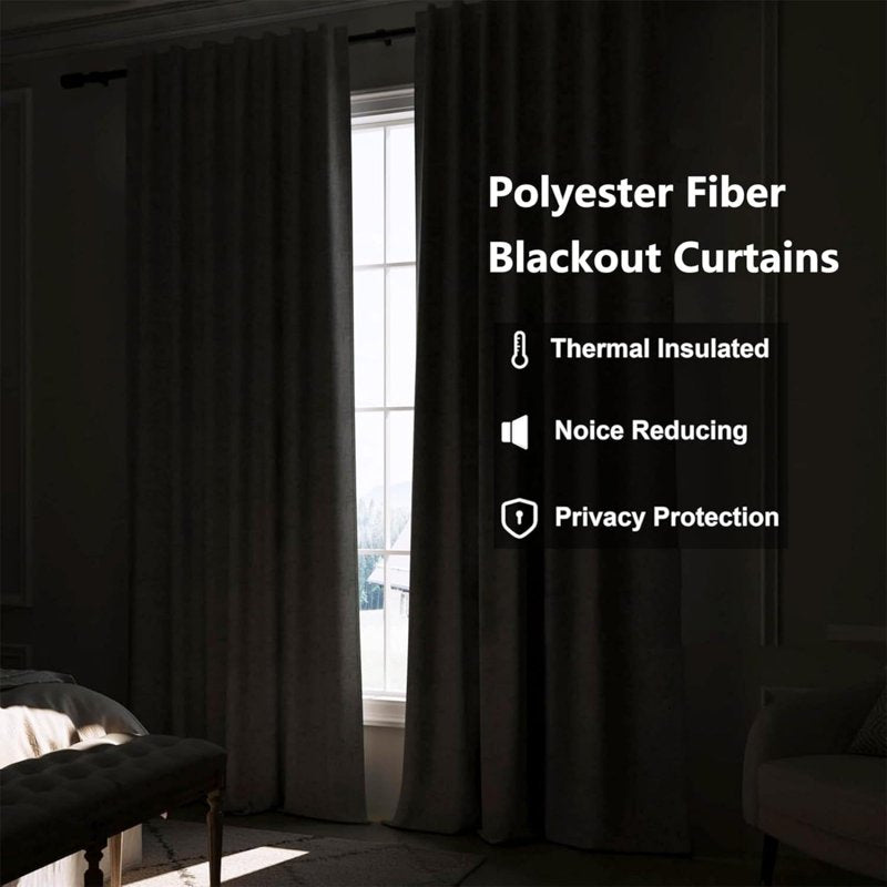 Blackout Curtains with Thermal Insulation and Noise Reduction - 2 Panel Set