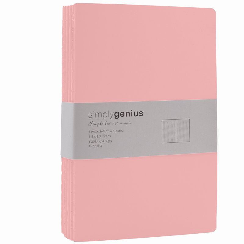 A5 Dot Grid Bullet Journal Set - 6 Soft Cover Notebooks for Planning and Creativity