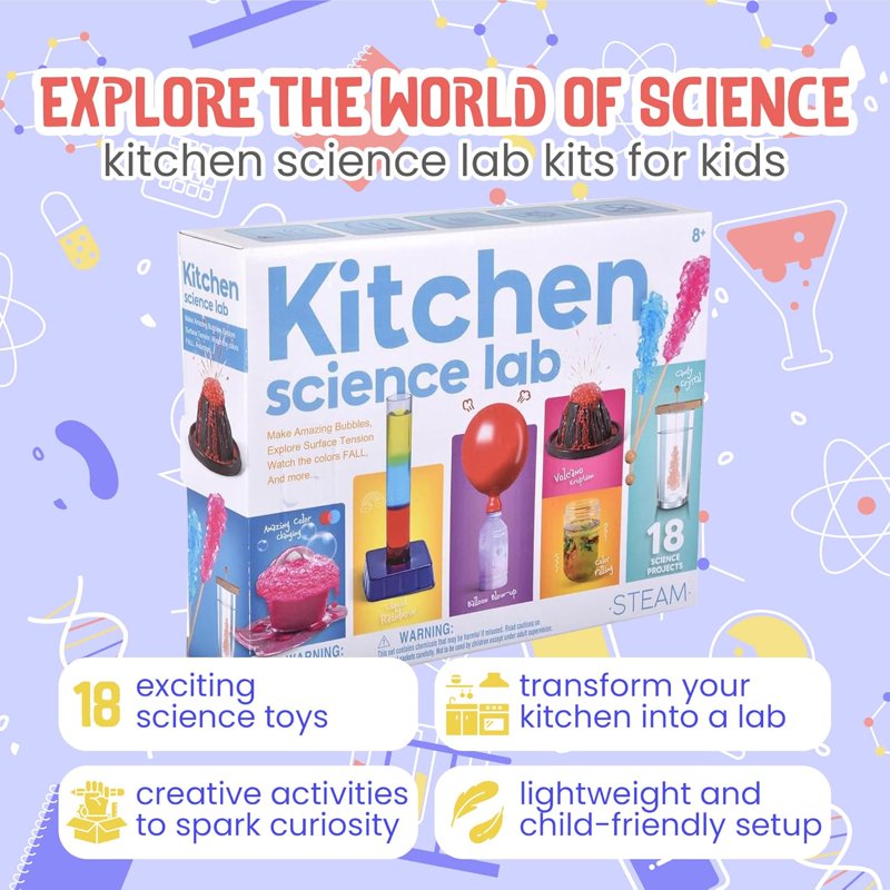 Kids Kitchen Science Lab Kit - 18 STEM Experiments with Household Ingredients