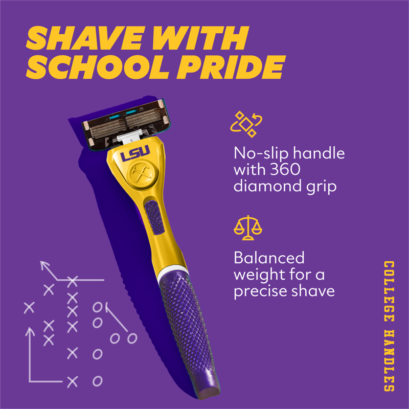 College Football Team Razor Set with 6-Blade Cartridges & Grip Handle