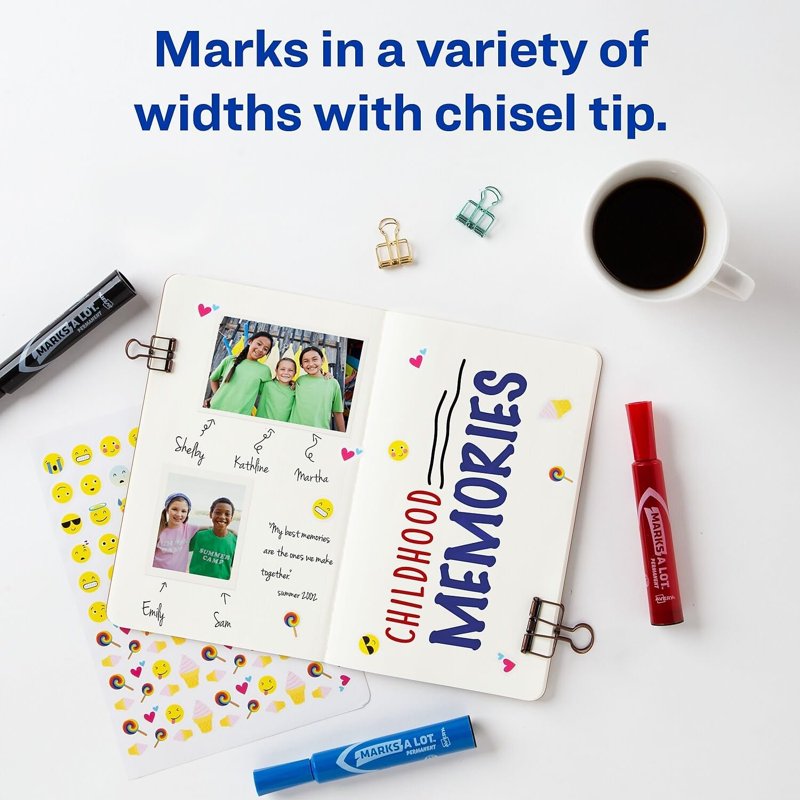 Assorted Permanent Markers with Chisel Tip - 4-Set