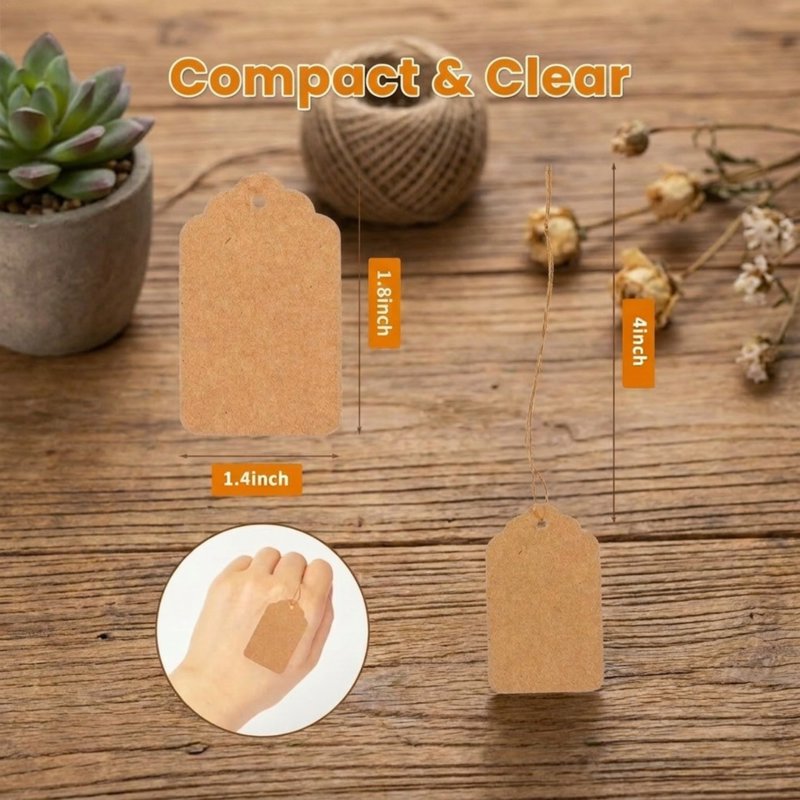 500-Pack Writeable Kraft Price Tags with String - Small Business & Retail Labels