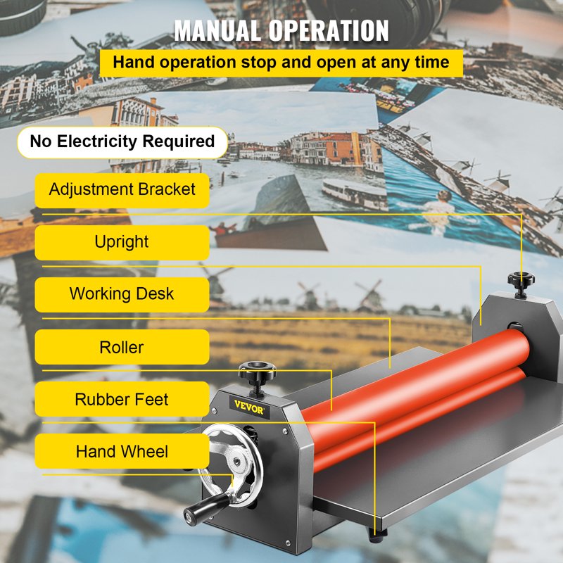 51 Inch Cold Laminator Machine with Hand Crank Pressure for Photos & Documents