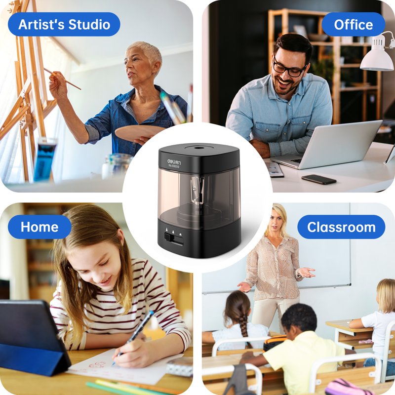 Electric Pencil Sharpener with Adjustable Modes & Safety Design