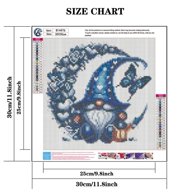 DIY 5D Gnome Diamond Painting Kit for Adults, Round Drill Wall Art, 11.8x11.8 Inch