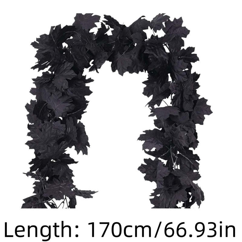 5.6 Ft Black Maple Leaf Garland for Fall and Halloween Home Decor