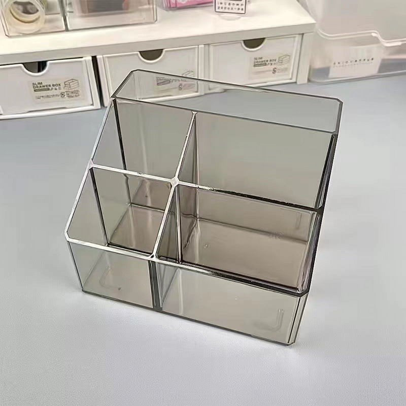 Acrylic Pen Organizer Storage Box - Translucent Desktop Office & Makeup Supplies