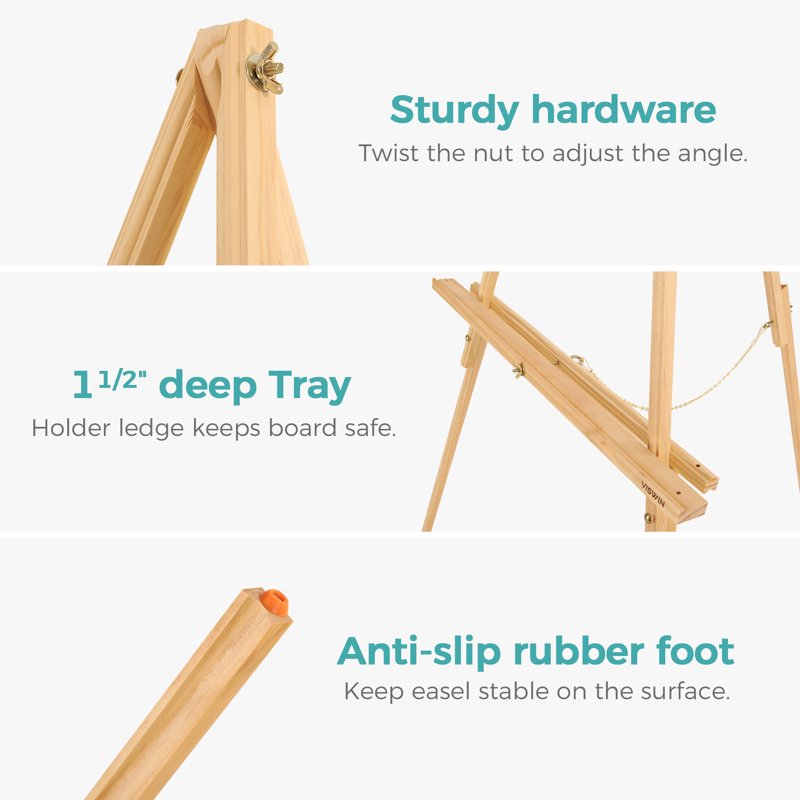 Wooden Tripod Easel Stand for Wedding Signs and Art Displays - Natural 63"