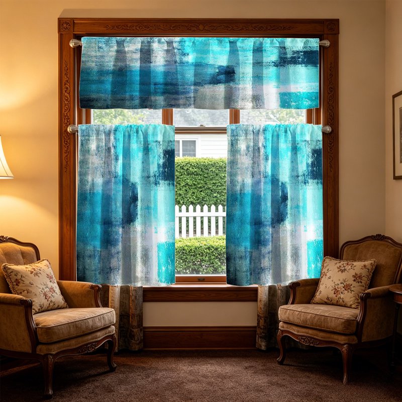 Farmhouse Style 3-Piece Kitchen Window Curtain Set Blackout Filter Drapes