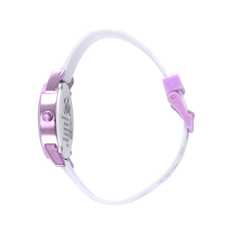 Girls White Floral Silicone Strap Digital Watch with Bow & Matching Bracelets