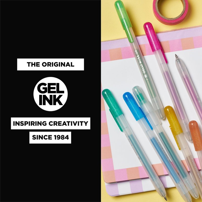 Gel Pens Set with Glitter Ink - Retractable Colored Gel Pens for Journaling and Art - 10 Pack