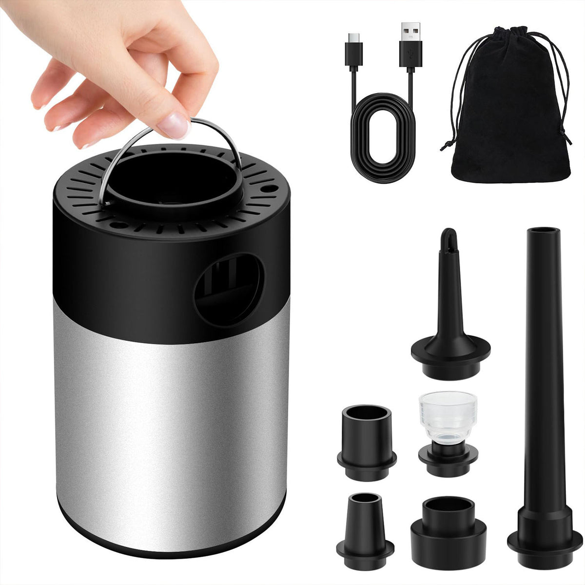 Rechargeable Mini Electric Air Pump with 5200mAh Battery for Inflatables & Air Mattresses