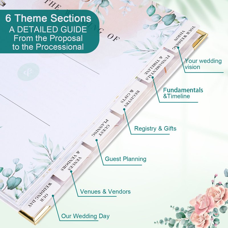 Wedding Planner Organizer with Countdown Calendar & Notes - 188 Pages, Multi-Color