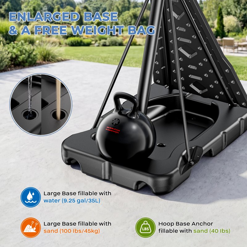 44-Inch Portable Basketball Hoop with Adjustable Height & Shatterproof Backboard