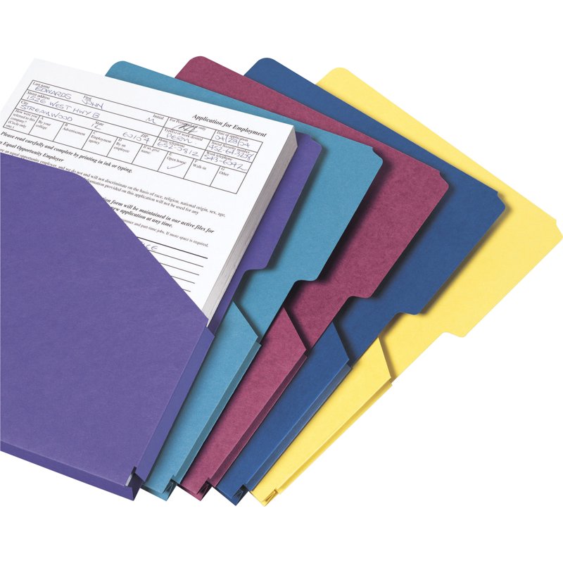 Expanding File Jacket with 2/5-Cut Tabs, 1 Inch Capacity - Assorted Colors