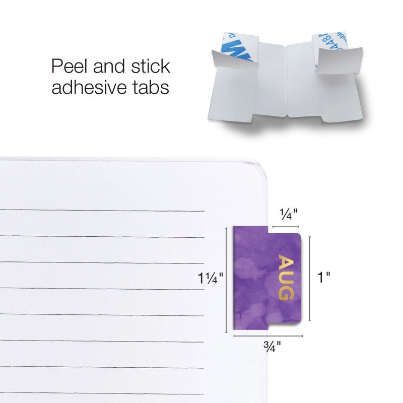 Monthly Adhesive Tabs Set - Black and Colorful Self-Adhesive Organizer Labels