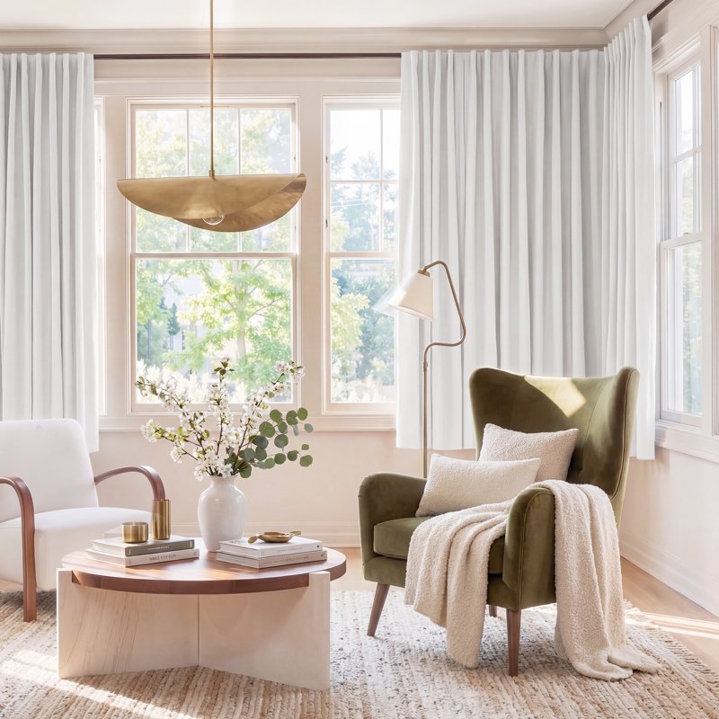 Blackout Curtains 2‑Layer Light-Blocking Window Drapes for Bedroom & Office