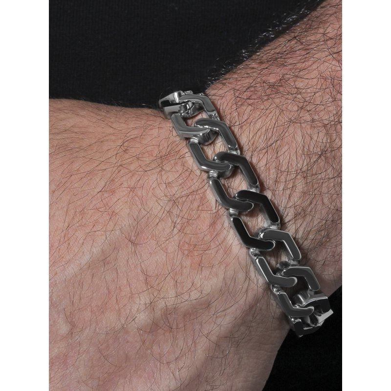Men's Stainless Steel Hexagon Link Bracelet 9-inch Jewelry Gift