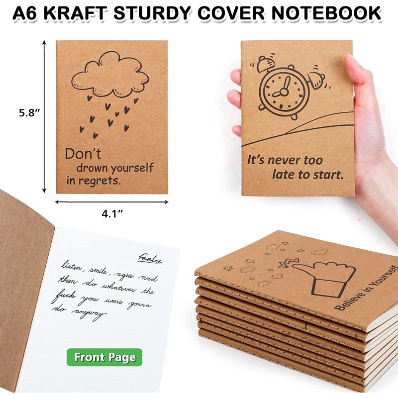 30 Pack Kraft Notebooks with Inspirational Covers - Mini Pocket Journals for School & Daily Use