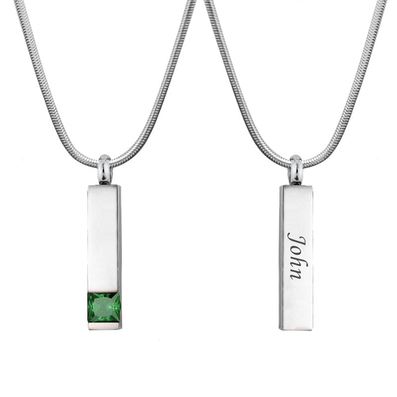 Personalized Cremation Necklace with Birthstone - Memorial Ashes Pendant