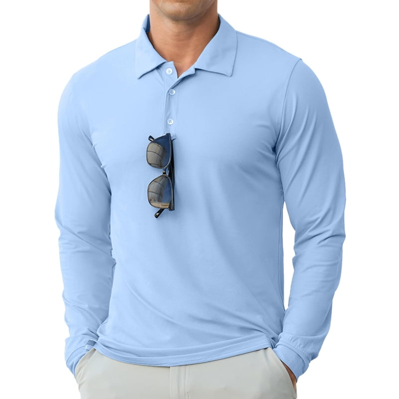 Men's Golf Polo Shirts Long Sleeve UPF 50+ Lightweight Quick Dry Casual Tops