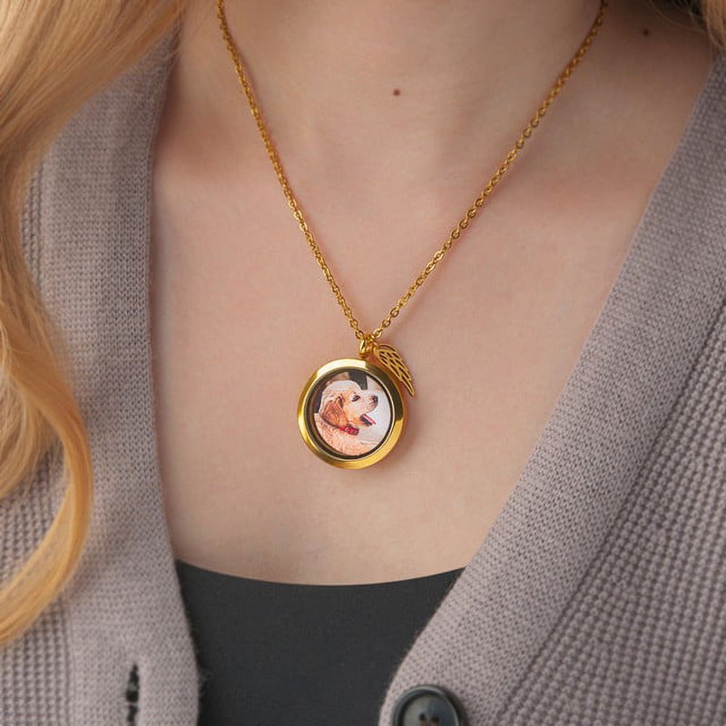 Personalized Pet Photo Necklace Locket Gift for Pet Lovers Memorial Jewelry