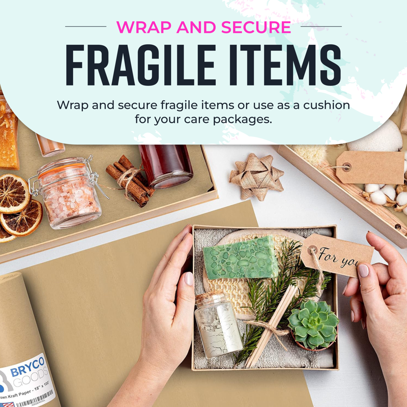 Brown Kraft Paper Rolls 18 Inch x 100 Feet 2-Pack – Moving, Gift Wrapping & Arts