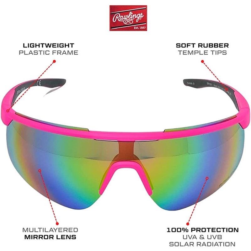 Retro Vaporwave Baseball Shield Sunglasses Neon Pink Sunset - Sport Performance UV Protection