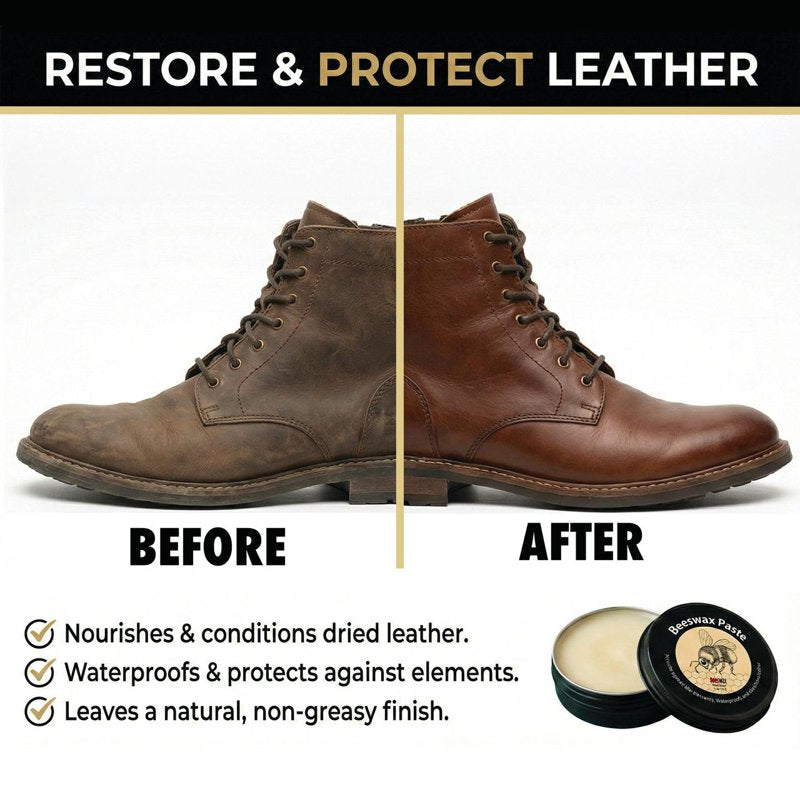 Leather Conditioner and Waterproofing Beeswax Paste - 3 oz for Boots Shoes & Leather Care