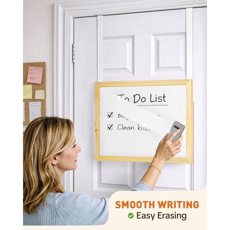 Over-the-Door Whiteboard 16x12 Inch Dry Erase Board with Hooks for Home Office Dorm