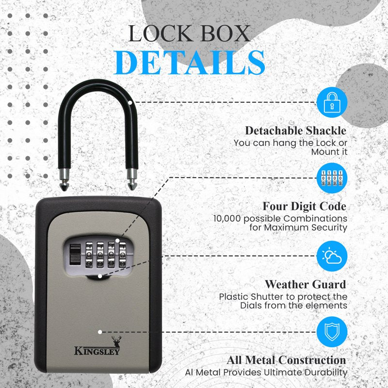 Large Capacity Key Lock Box with Wall Mount & Hanging Options - Weather Resistant Security Safe for Spare Keys and Access Cards