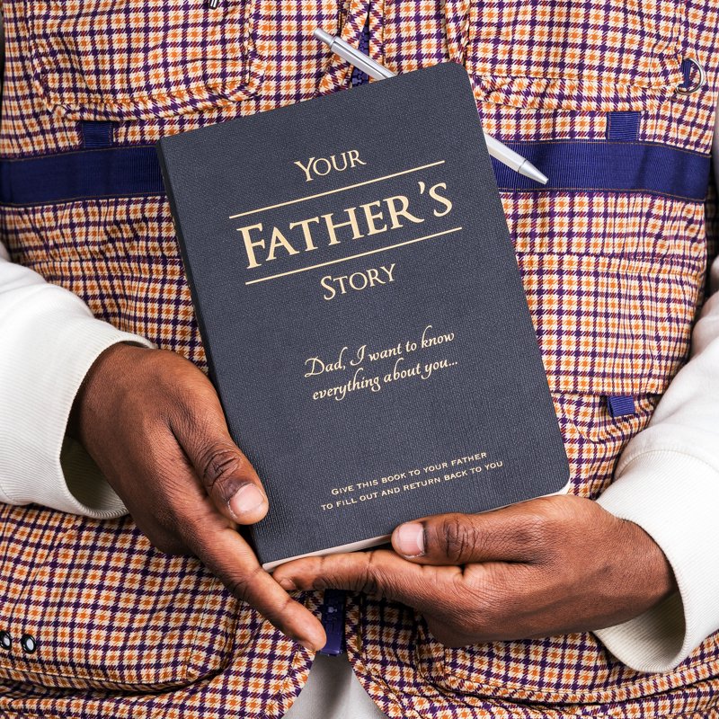 Guided Father’s Memory Journal - Black Cardstock, 6 x 8.5 Inches, 204 Pages