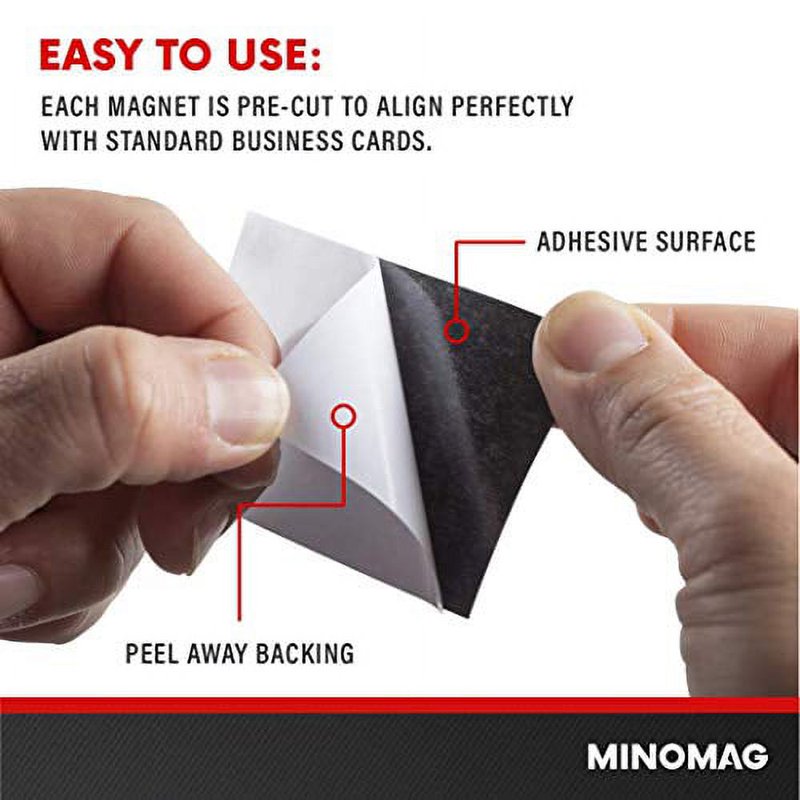 Magnetic Business Card Holders - Peel & Stick Adhesive Backing, 200 Pack